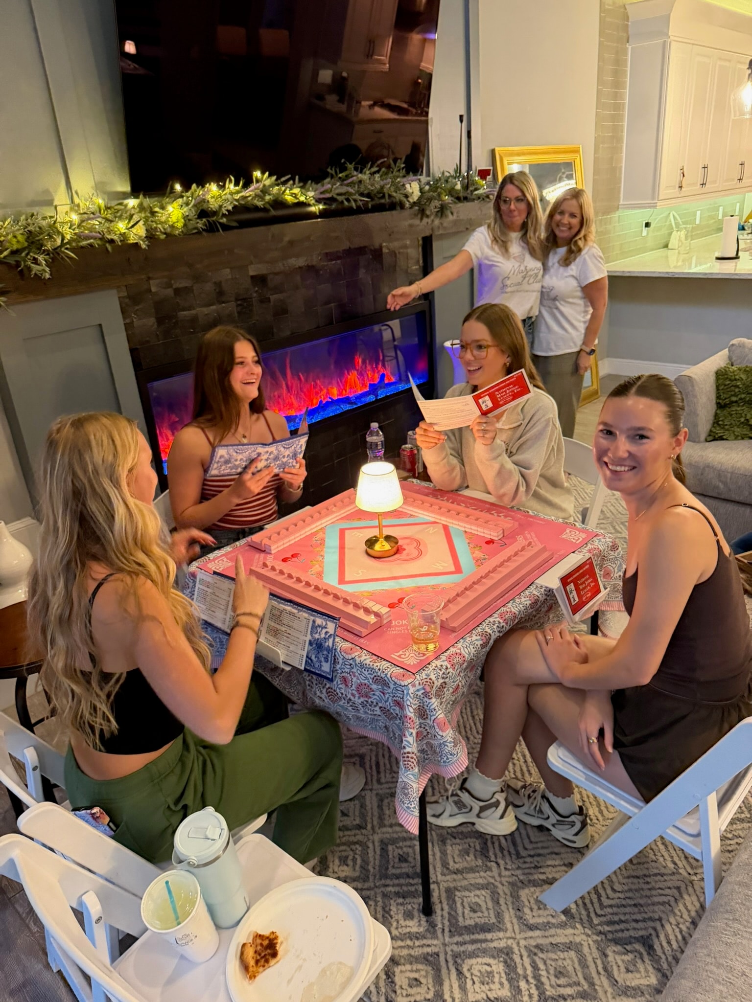 Friends enjoying a game of mahjong together
